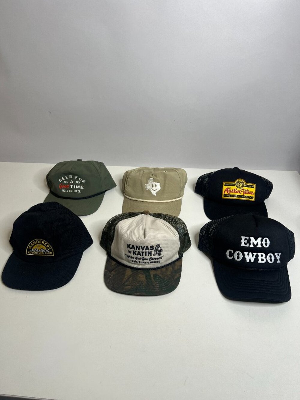 Lot of 6 Men’s Hats Baseball Caps Assorted Brands Mesh Trucker Rope Multi-Color
